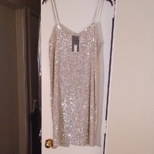 Worthington Glittering Silver Mini Dress